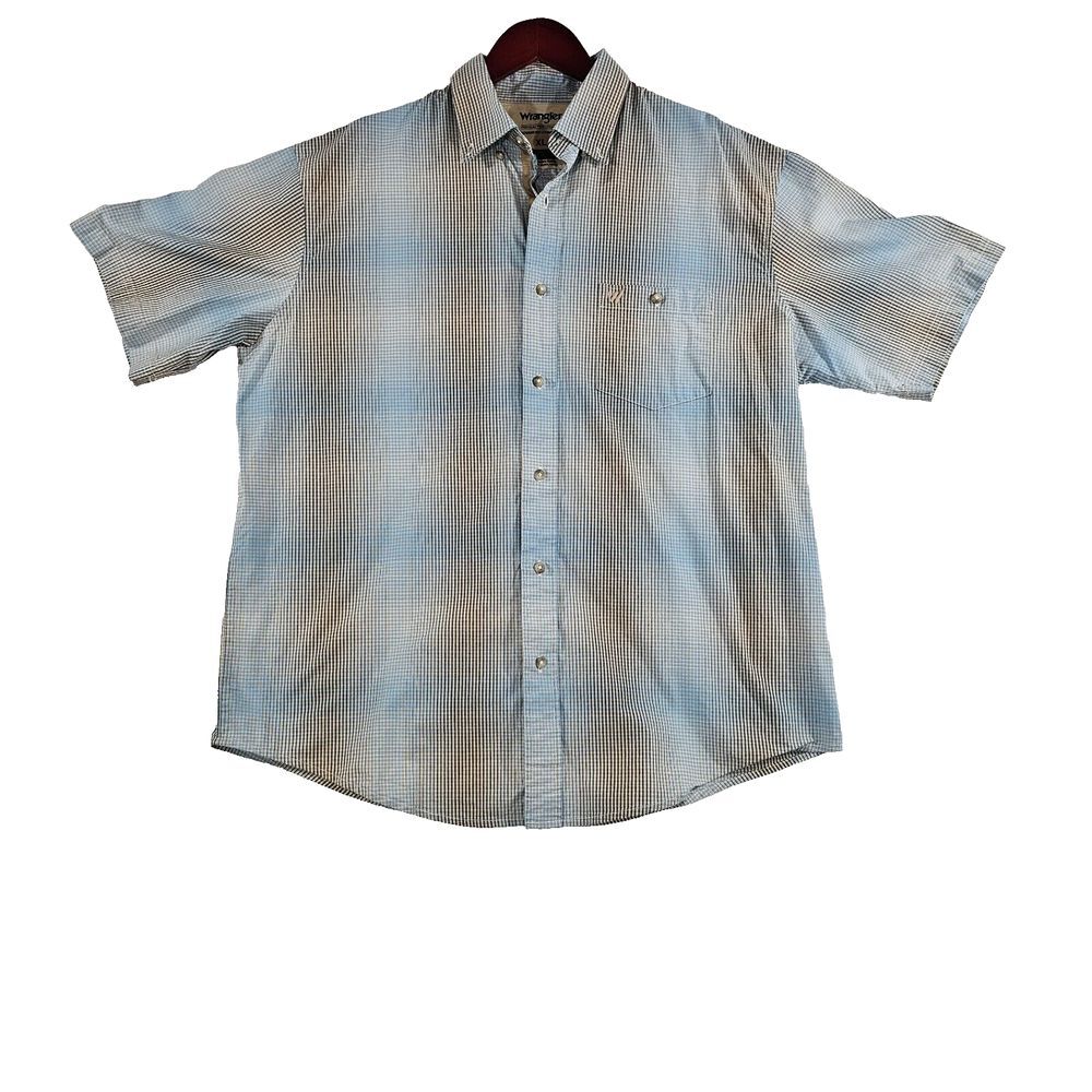 Wrangler Mens Button Up Shirt Short Sleeve Advance Comfort Checked Multicolor XL